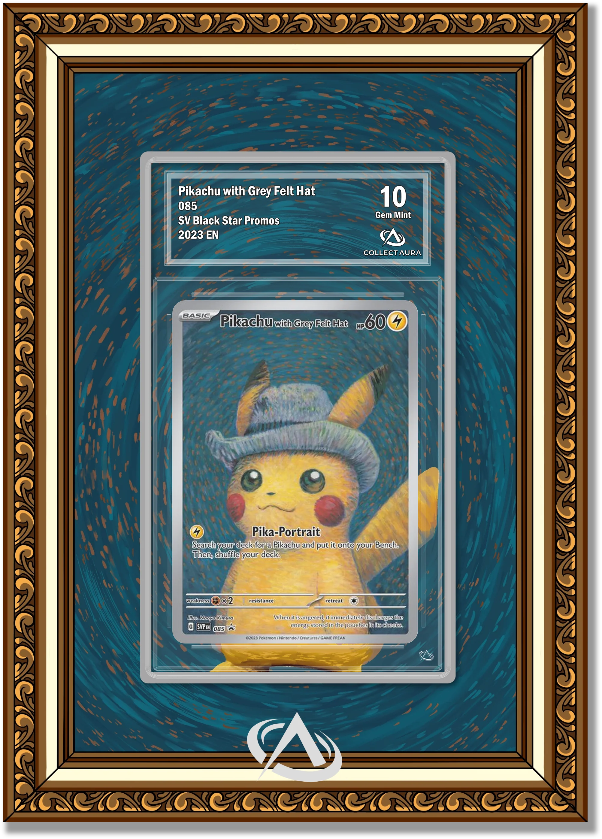 あ*様 ゴッホピカチュウ　Pikachu with Grey Felt Hat ARS10 Pikachu with Grey Felt Hatゴッホピカチュウ ARS 10 Gem Van