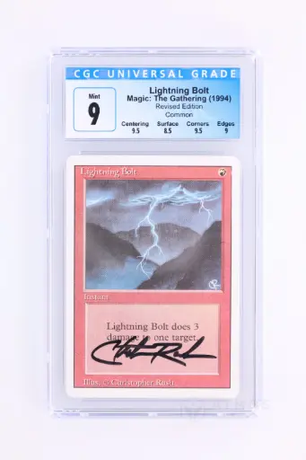 [4161383051] Magic The Gathering : Lightning Bolt 3ED-162 - CGC 9 Auto
